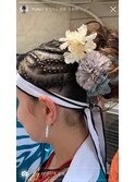 よさこい/鳴子/和装アレンジ/ヘアアレンジ/コーンロウ/朝霞