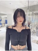 ウルフカット×イヤリングラベンダー