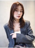 顔まわりレイヤー似合わせカット/透明感カラー