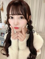 シースルーぱっつん編みおろしツインテールチョコレートカラー