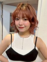 ハニーシブヤ(HONEY shibuya)&nbsp;くるくるウエーブパーマ/アプリコットオレンジ/プードルボブ2