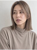 【HEY 松本】切りっぱなしミディアムボブ×ミルクティーベージュ