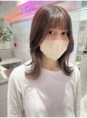 ダークアッシュ/ミディアムレイヤーカット［髪質改善/縮毛矯正］