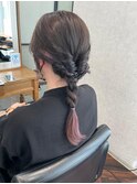 編みおろしヘアセットブラック黒髪暗髪グラデーションカラー