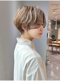 大人ハンサムショートボブ×ミルクティーブラウン
