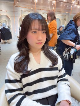 ロンド エスポワール 錦糸町(Lond espoir) 黒髪レイヤーロンググレーベージュ前髪パーマ【韓国ヘア鈴木颯】