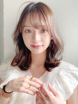 くびれヘアアプリコットオレンジ夏ヘアハイライトカラー