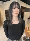 ウルフカットロングウルフグレージュカラー/中西