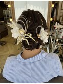 成人式/前撮り/ヘアセット/シニヨン/まとめ髪/ドライフラワー