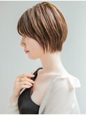 ♪くびれヘア/アプリコットオレンジ/レイヤー/ショートボブ/韓国
