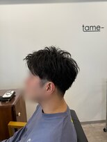 タメ(tame-)&nbsp;サーフカール/フェザーパーマ/ブルーブラック【都賀/メンズ】