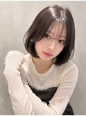秋ブリーチなし小顔見せ韓国風ボブ/内巻きサイドバングp上尾