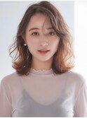 透明感シアーベージュ×フリルレイヤーミディ エアリーミディ