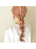 Ryo ピンクベージュレイヤーロング編み込みヘアセット夏