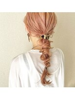 Ryo ピンクベージュレイヤーロング編み込みヘアセット夏