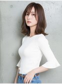 ゆるふわミディアム/ハッシュカット/ベージュ/韓国レイヤー