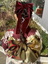 ロジェブルー(Rosier Bleu)&nbsp;【成人式ヘアセット】編みおろしポニー / ベロアリボン