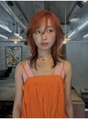 オレンジカラーのローライトレイヤースタイル