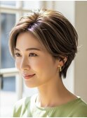 白髪ぼかしハイライトブリーチミルクティーベージュ