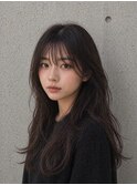 セミウェットウェーブ透け感立体感ゆるふわロングヘアルーズヘア