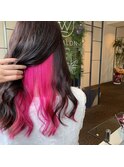 【W_SALON 河原町】インナーカラー×ベイビービビッドピンク★　