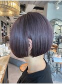 前下がりショートボブ　ダブルカラー　ケアブリーチ