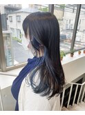 ＊ブリーチなしブルーブラック×インナーカラーブルーネイビー