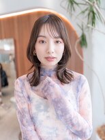 20代30代大人かわいい斜めバングデザインカラーシルキーベージュ