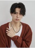 波巻きパーマ/センターパート/波巻きツイストスパイラルパーマ
