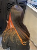 インナーカラー/オレンジ/ロング