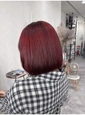 ブリーチなし派手髪レッド