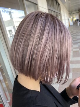 コワファースト 別府 ぱっつんボブハイトーン☆ピンクパープル