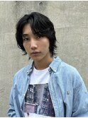 ◎メンズボブウルフメンズミディアムメンズロングワックスなし