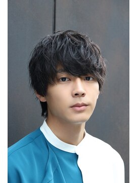 ネイビー(NAVY) 美シルエット マッシュウルフ シャドウパーマ