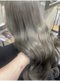 ダブルカラーミルクティーベージュレイヤーカット韓国ヘア