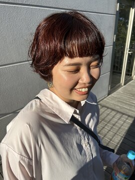 アチーブ ヘア デザイン(achieve hair design) 丸みショートボブ似合わせカット×オレンジブラウンカラー