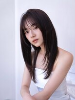 チョコグレージュ/20代30代大人かわいい/ミディアムレイヤー