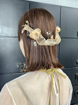 ヘアー アイス 御器所本店(HAIR ICI) ボブでもできる！20代30代大人かわいいレース金箔ヘアセット