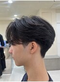 メンズセンターパートウルフセンターパートニュアンスパーマ襟足