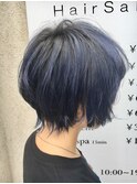 ネイビー×ショートウルフ