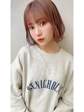 サンド クリア 横浜本店(sand clear) 結べないボブ×ピンクベージュ