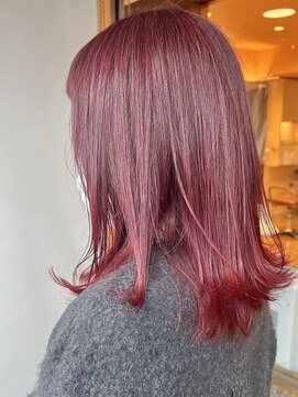 モリオフロムロンドン 原宿本店(morio from London) 【morio原宿】ブリーチ無し 赤髪 レッドヘアカラー 横沢