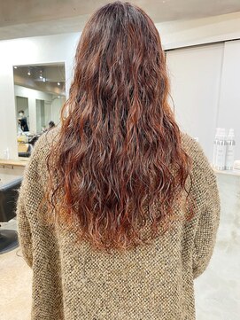 ソイ 下北沢(soi) 【Orange,perm】ロングウェーブ/オレンジカラー/ハイライト