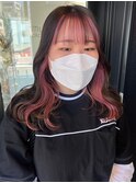 ダブルカラーピンクベージュベージュカラーケアブリーチレイヤー