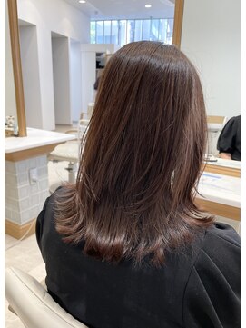 シュヴー 浦安店(CHEVEUX) ミディアムセミロング外ハネグレージュ酸性ストレート