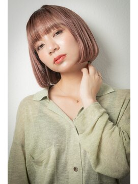 カバーヘアアンドスパ ブリス 浦和(COVER HAIR&SPA bliss) 艶感ピンクベージュ美髪切りっぱなし小顔ボブv浦和20代30代40代