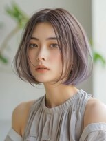 ムウ 難波(MOU)&nbsp;ナチュラルボブルフ黒髪ネビージュ小顔ワンレン20代30代40代50代