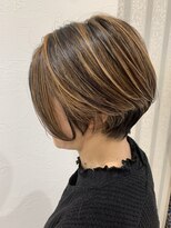 アッシュ 仙川店(Ash)&nbsp;ハイライト白髪ぼかし脱白髪染めショートボブ40代50代60代