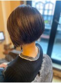 40代50代ショートボブ×ナチュラルブラウンノンジアミンカラー