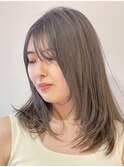 レイヤーカットミルクティーベージュ前髪カット